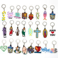 Promotional Stainless Steel Keychain with Holy Cross Saint Design Soft PVC Keyring for Faith-Based Business & Church Souvenirs