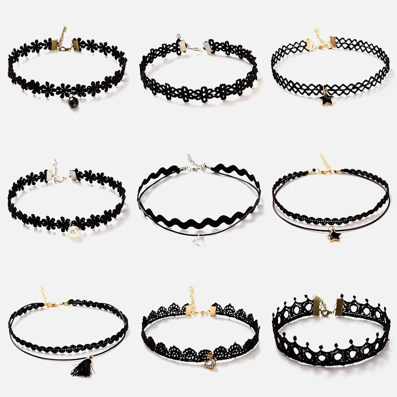 Children Necklace Girl Choker Clavicle Necklace for Children Ornament Chain Lace Elastic Knitted Collar Short Necklace for Lady