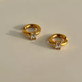 2024 Dazan New 18k Gold Plated Unique Hypoallergenic Stainless Steel Polished Minimalist 5A White Zircon Earrings
