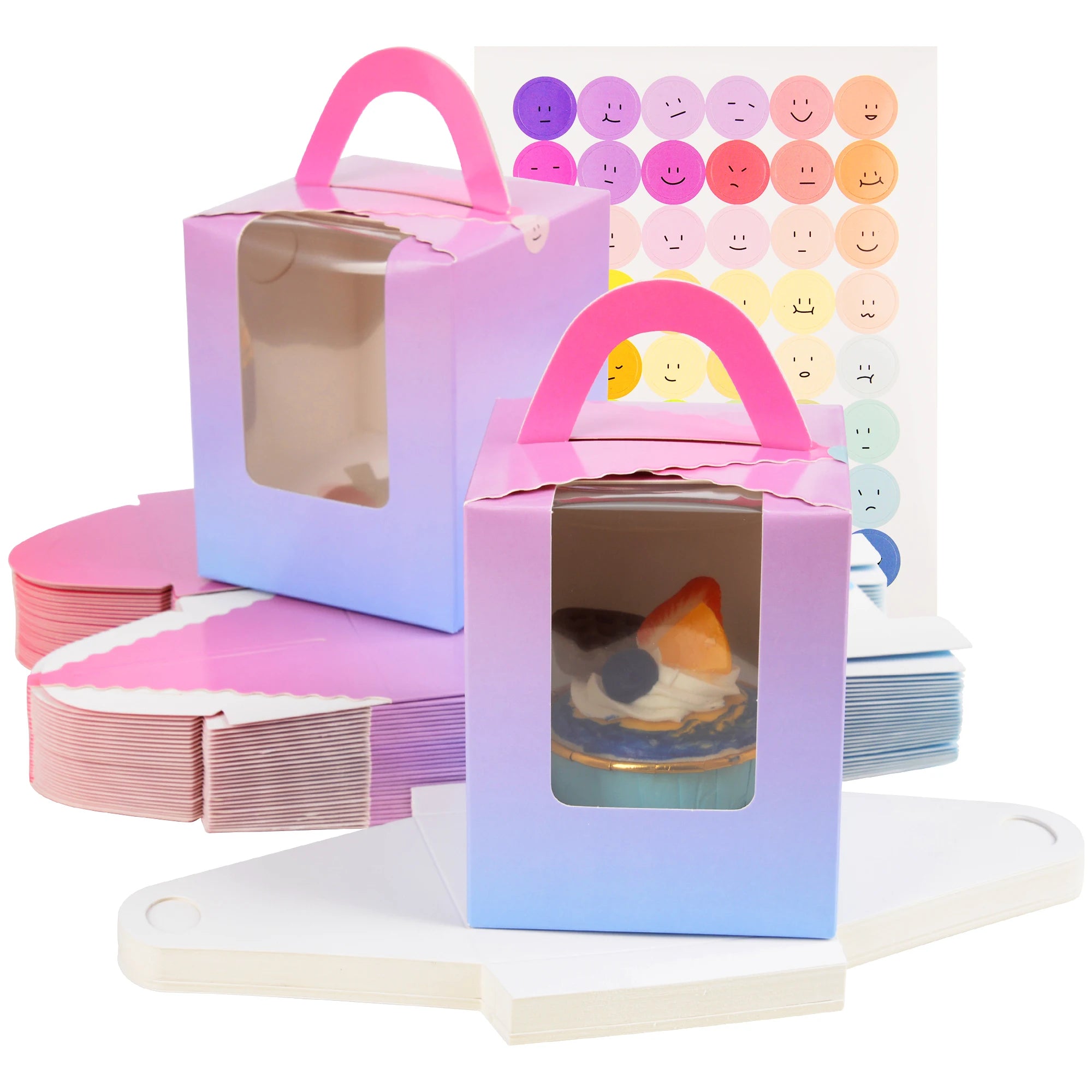 Wholesale clear Transparent Paper Window Box Small Cake Box with Handle Multi Color Box for Candy Dessert Small Gifts