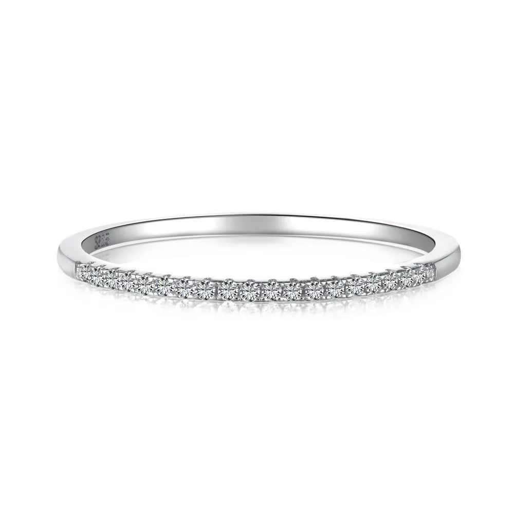 Minimalist Thin 925 Sterling Silver Fine Jewelry Rings Fine Luxury Rose Gold Row Diamond Zirconia Engagement Rings For Women