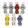Factory Wholesale Customized Logo Print Alloy Metal Thermal Transfer Printing 10.5x5.5cm Elastic Chapstick Holder Keychain