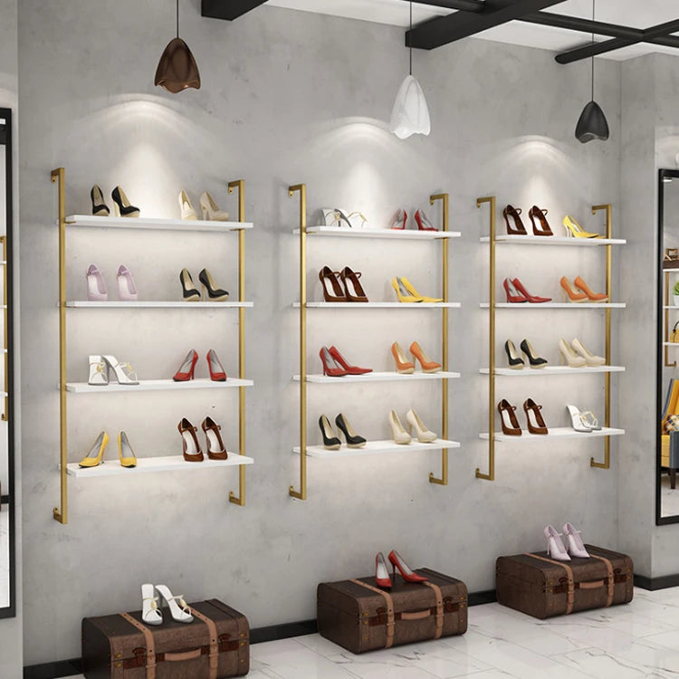 High-end Boutique Store Light Luxury Shelf Design Wall-mounted Shoe Bag Display Storage Rack