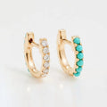 LOZRUNVE 925 Sterling Silver Dainty Jewelry Trendy Delicate Turquoise Diamond Small Huggie Hoop