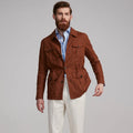 New Retro Style Brown Overalls Jacket Business Casual Men's Lapel Solid Color Retro Jacket