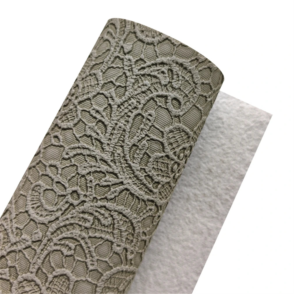 18x53 Inch Vintage Flower Textured Synthetic Crafts Fabric Retro Solid Color Lace Embossed Faux Leather for Bags Wallets Making