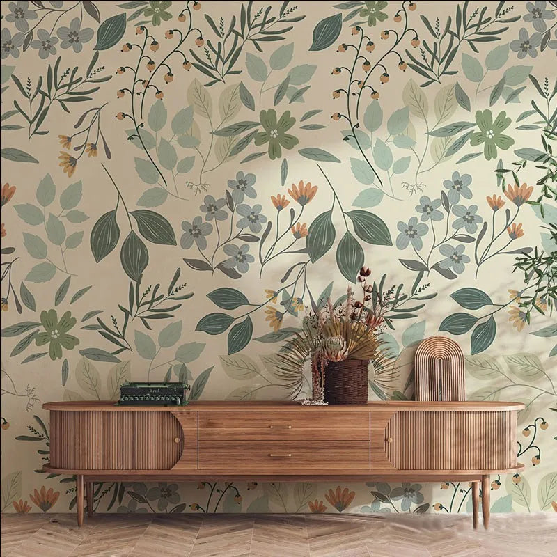 Bedroom Warm Bedside Background Wall Wallpaper Self-Adhesive Wholesale Hotel Apartment Sofa Mural Pure Green Wall Covering