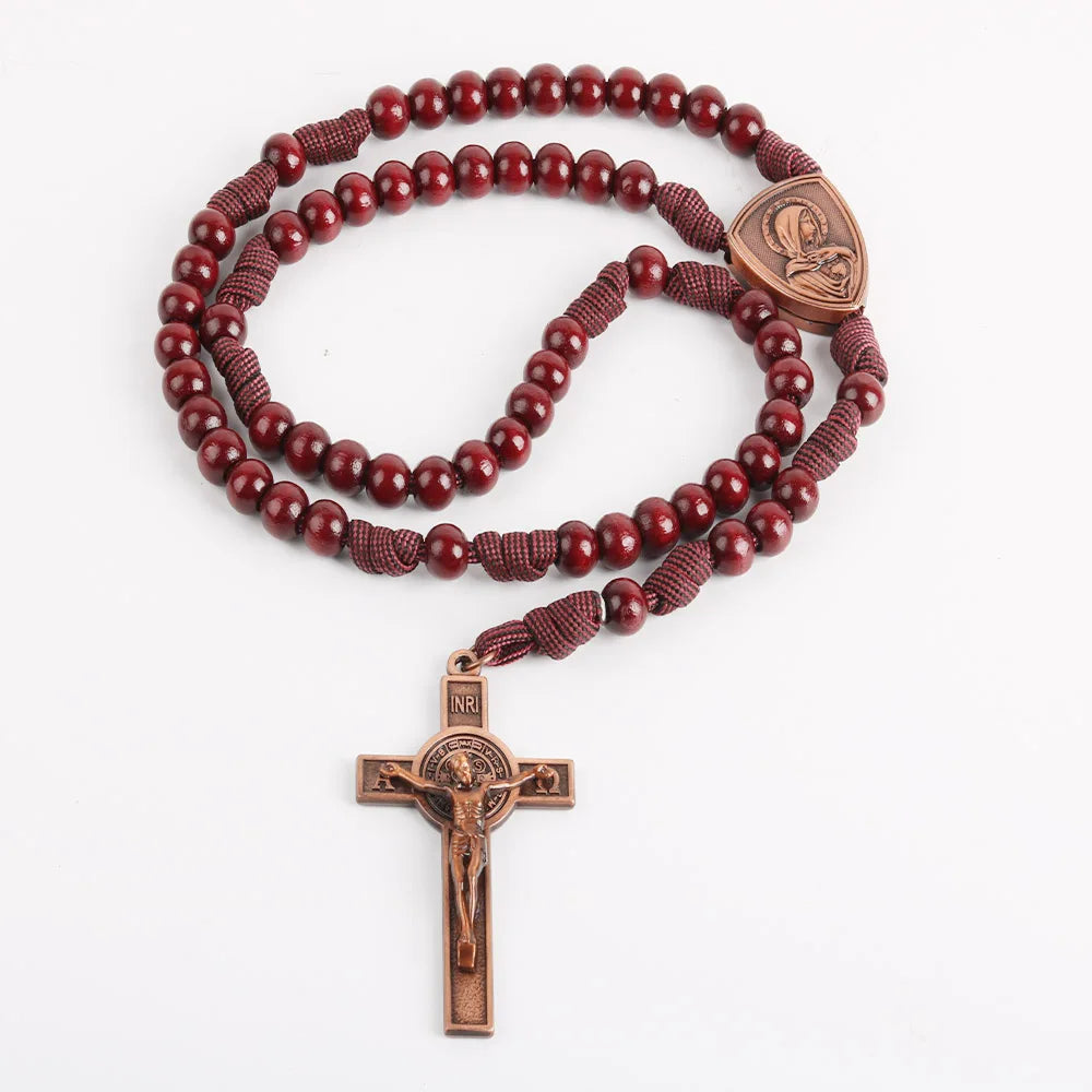 Knotted Paracord Rosarios Catolicos Catholic Rosary Beads Christ Saint Necklace Antique Bronze Christianity Easter Church