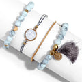 CZ-39 Handmade Beads Bracelet Set Jewelry Alloy Heart Tassel Turquoise 4pcs Beaded Bracelet Kit