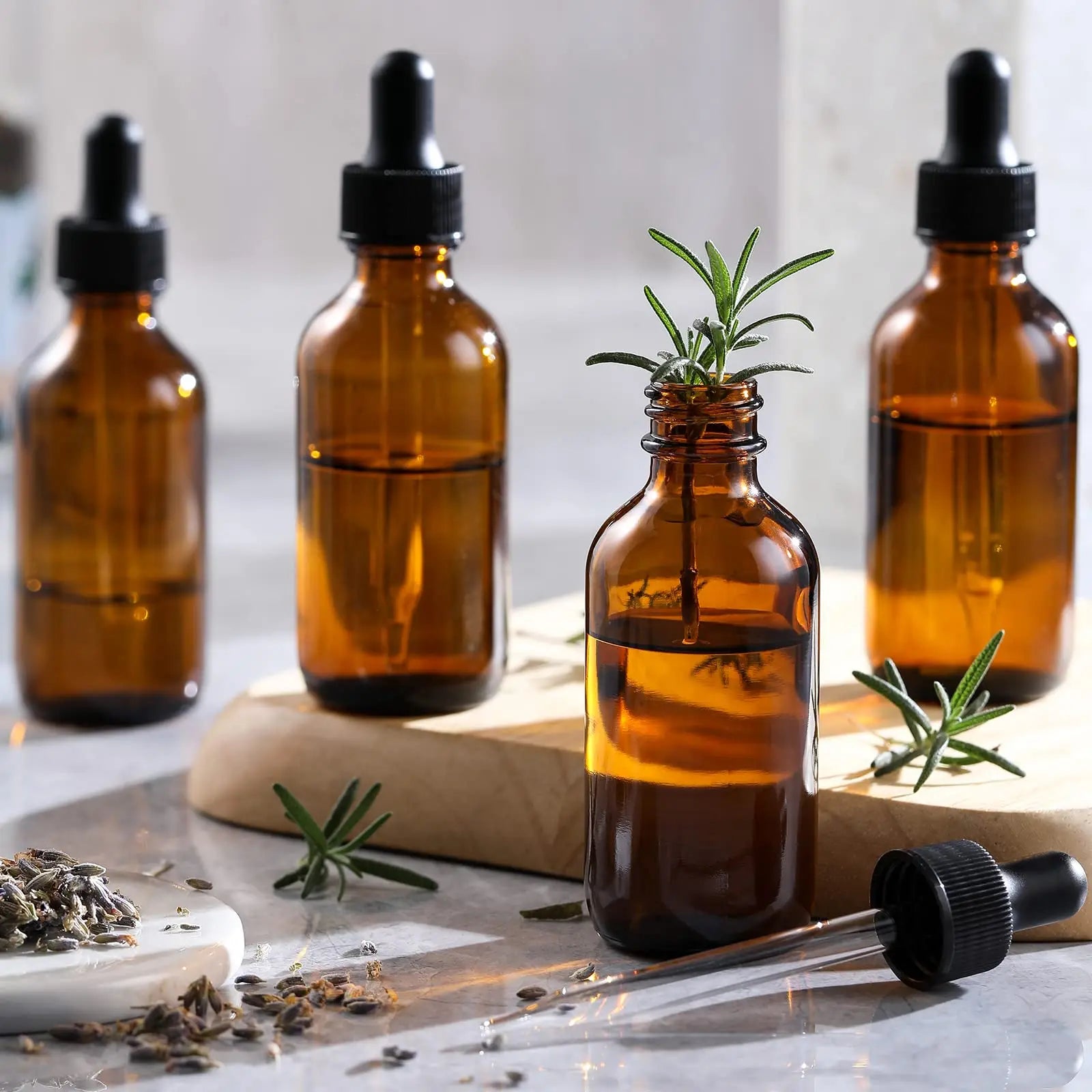 5ml-100ml Transparent Glass Serum Hair Body Oil Mascara Eye Drop Essential Oil Bottles with Gold Dropper