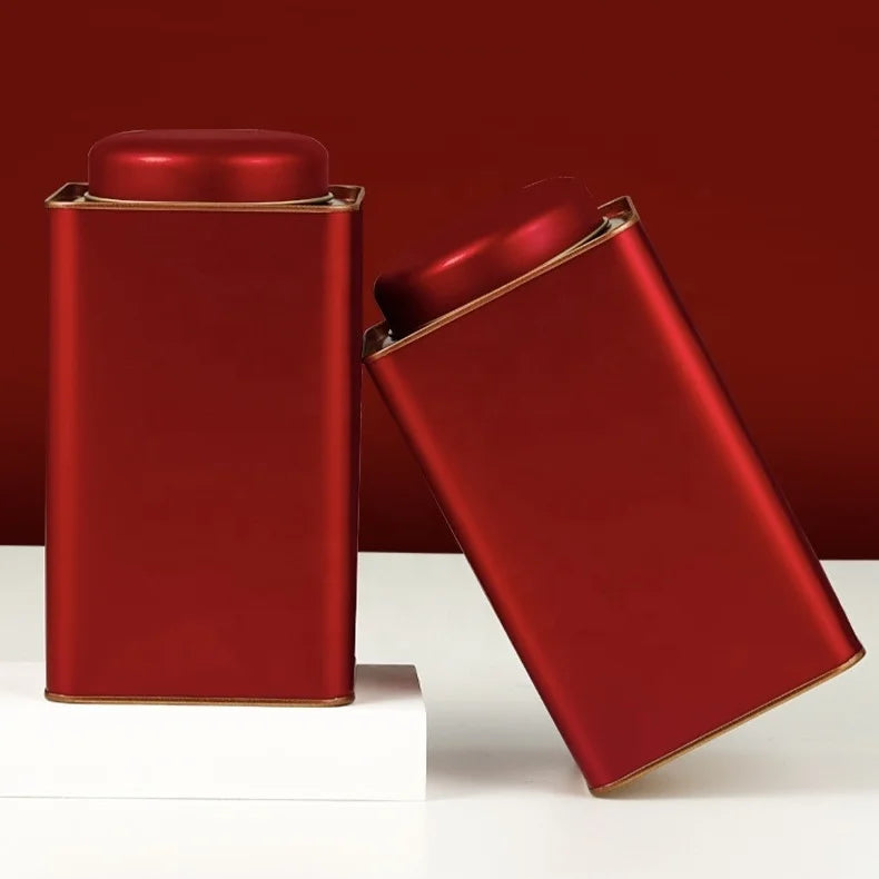Luxury Square Shape Empty Container Double Lid Metal Canister Tea Tin Box