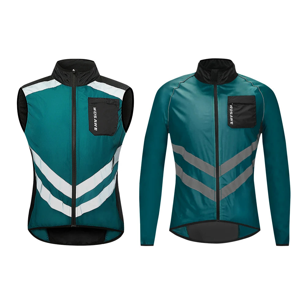 WOSAWE Men Cycling Jacket Windbreaker Waterproof Windproof Bicycle Clothing Reflective Vest Motorcycle Bike MTB Jacket