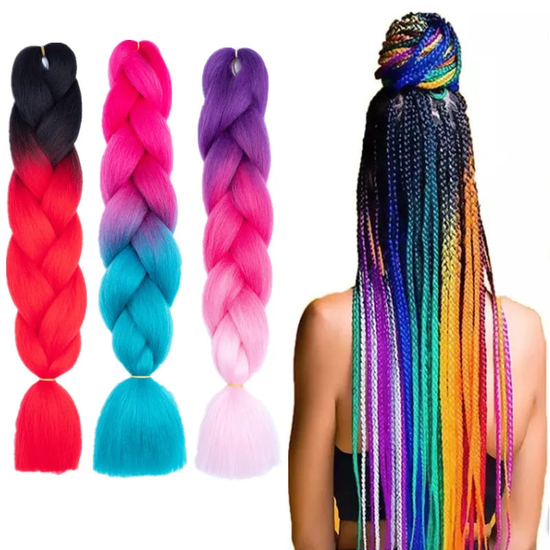 Fujia Wholesale 24 Inch Hot Water Setting Jumbo Yaki Hair Braiding Hair Twisted Ombre Jumbo Braid Synthetic Hair