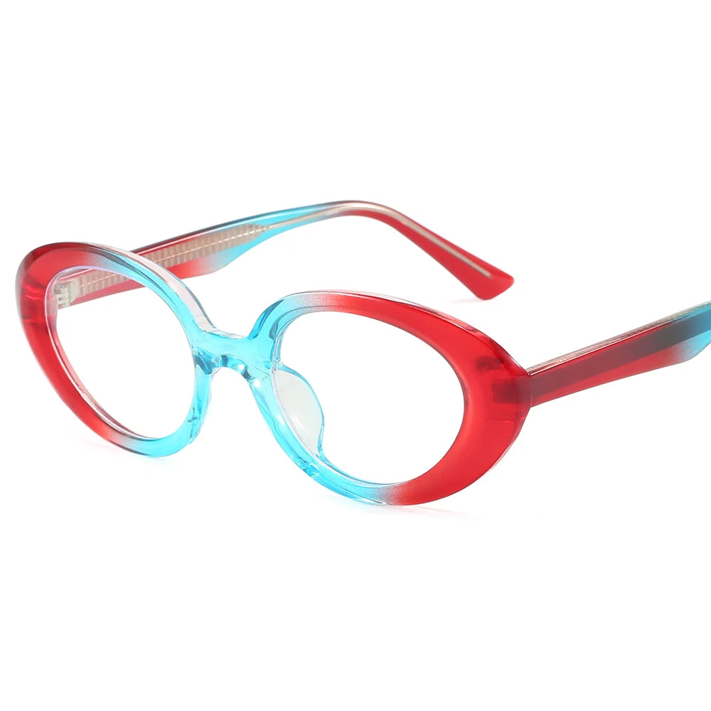 Fashion Anti Blue Light Blocking Tr90 Oval Optical Retro Eyeglasses Frames Solid Pattern for Men and Women
