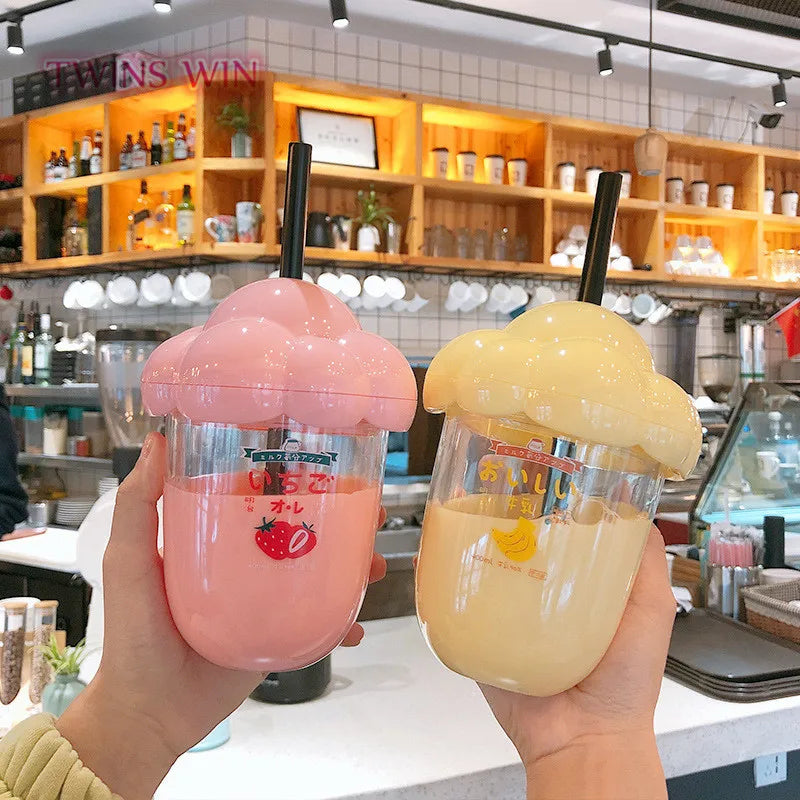 Mushroom Head Creative Spoof Tricky Milk Tea Cup Cute Pink Color Girls Like Tritan Water Bottles CUP1539