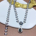 Hot Sale Indian Bridal 925 Sterling Silver Natural Sapphire Wedding  Stand Display Jewelry Set Wholesale