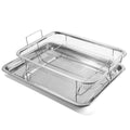 Rectangle Stainless Steel Air Fryer Mesh Basket Cookie Sheet Tray Bakeware Set for Oven With Crisper Pan