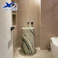 Modern Luxury Marble Bathroom Vanity Modern Green Stone Freestanding Pedestal Sink Modern Hotel Bathroom Vanity Sink