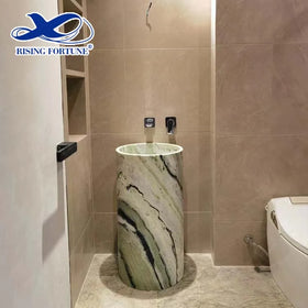 Modern Luxury Marble Bathroom Vanity Modern Green Stone Freestanding Pedestal Sink Modern Hotel Bathroom Vanity Sink
