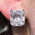 Huitan Delicate Geometric Design Princess Cut Sparkling Zircon Earrings Women Wedding Engagement Silver Plated CZ Stud Earrings