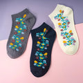 Hot Sale Vintage Flower Ankle Socks for Women Spring/Summer New Fashion Short Cotton Tidal Socks Anti-Slip Ladies' Boat Socks