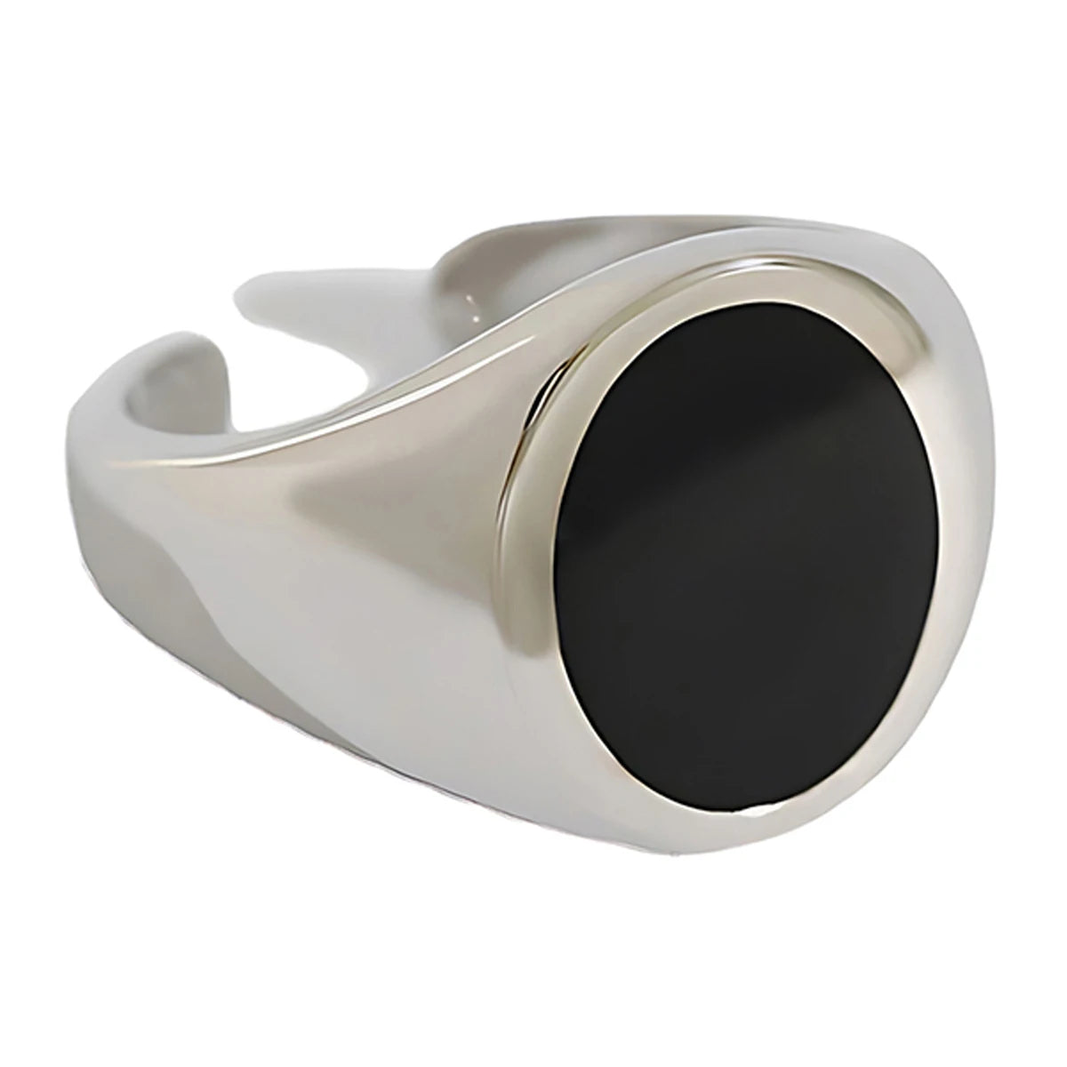 Black Enamel Oval Rings Men 925 Sterling Silver Adjustable Women Ring Women Fashion Designer Simple Unique Fine Jewelry