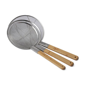 Guaranteed Quality Unique Wood and 201 Stainless Steel Style Wooden Handle Steel Machine Ramen Colander