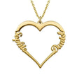 Inspire Jewelry Stainless Steel Couple Name Heart Necklace 18K Gold Plated Hollow Love Heart Pendant Trendy Women's Fashion