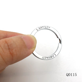 Custom Chrome Color Metal Flat Keyrings Engraved logo Split Rings for Accessories