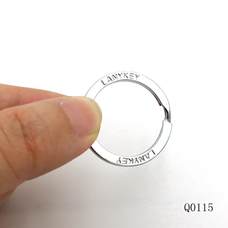 Custom Chrome Color Metal Flat Keyrings Engraved logo Split Rings for Accessories
