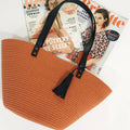 Woven Summer Beach Bag Soft Cotton Rope Basket Large Capacity Cotton Rope Handle Handbags for Women Girl