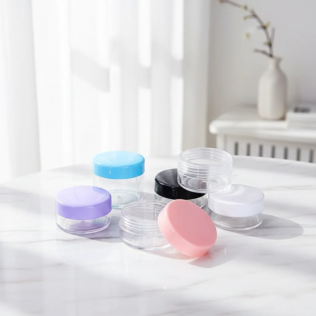 5g 10g 15g 20g pink Blue White Black Transparent Plastic Empty Cosmetic Cream Bottle Round Sample Cream Jar Containers Packaging