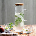 45Oz Portable Transparent Water Glass Jug Clear Glass Water Pitcher With Handle Coffee Tea Set
