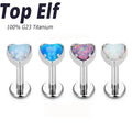 Push Pin Jewelry G23 Titanium Labret Nose Stud Heart Opal Threadless Tragus Earring Fashion Nasal Lip Piercing Jewelry for Women
