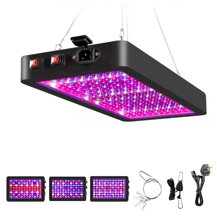 100W LED Full Spectrum Dual Switch Grow Light VEG BLOOM 2x2ft Planting Tent Light PVC Body COB Chip Black Color