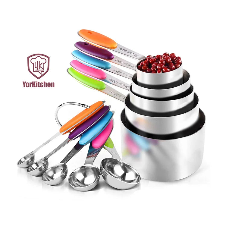 Stainless Steel Measuring Cups & Spoons Baking Tools Set Durable Kitchenware