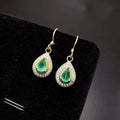 Oversized 925 Sterling Silver Dainty Drop Hoop Earrings New Design Natural Emerald Gold for Women's Anniversary Party Gift