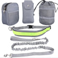 Adjustable Hands-Free Running Dog Leash Set with Reflective Belt and Waist Bag Nylon Striped
