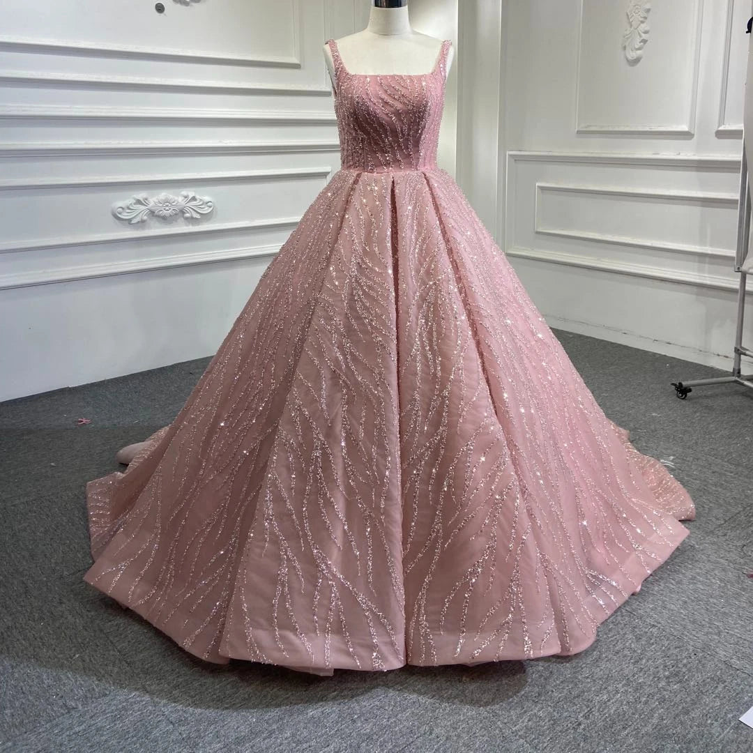 Jancember RSM67331 Luxury Ladies Bling Pink Sleeveless Tutu Evening Dress