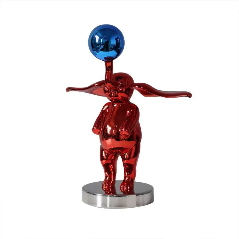 Modern Abstract Resin Ear Plating Dumbo Ball Cartoon Sculpture Model Room Children's Room Table Ornaments for Home Decoration