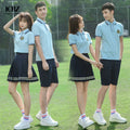 School Uniform Suit Middle School Graduation Class Clothes Summer Short-sleeved Polo Shirt and Skirt Set for Uniform Class