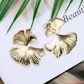 Bohemian Geometric Gold Color Ginkgo Biloba Leaf Shape Drop Earrings Fashion Statement Leaf Earring for Women Jewelry