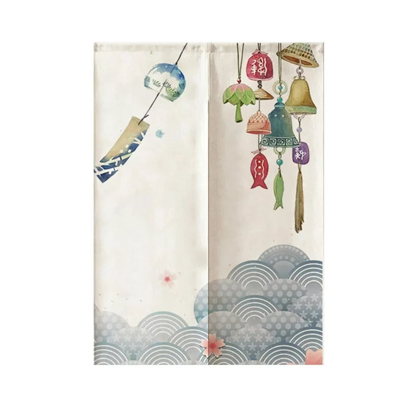 Wholesale Custom Logo Designed Any Sized Cotton Linen Japanese Korean Style Sliding Kitchen Door Curtain