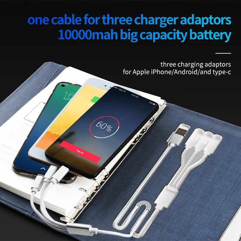 2025 New Arriveral Recharging Wireless Power Bank Notebook with Usb Lock and Led Lamp Official Supply Factory Direct