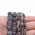 Natural Stone Black Dragon Vein Agate Gemstone Round Loose Beads Crystal Energy Stone Healing Power DIY for Jewelry Making 1 Str
