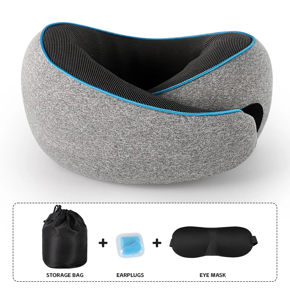 Premium Portable Memory Foam Head Neck Pillow Car Support Airplane Air Travel Pillow