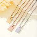 New Fashion Stainless Steel Engraved Letter Pendant Necklace Custom Logo Vertical Bar Pendant Charm Necklace