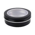 Hot Sale Black 4OZ Recyclable Spice Cosmetic Mint Candy Storage Aluminum Jar Decorative Candle Tin Clear PVC Window Food Perfume