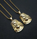 Retro Head Pendant Necklace Inset Zircon Personality Hiphop Necklace for Mens Jewelry Vintage Stainless Steel Pendant Necklace