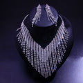 Light Luxury Bling Jewelry Set Tassel Rhinestone Crystal Necklace Earrings Jewelry Set Bridal Wedding Jewelry Sets